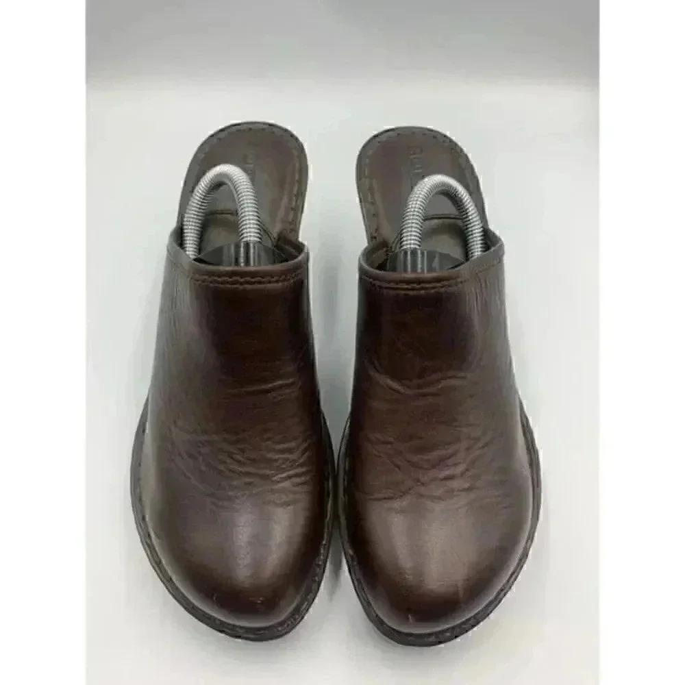 BORN Brown Leather Clogs Size 9 M/W - 40.5 - W61016‎ CKE9 - Picture 6 of 8